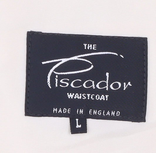 Piscador Men’s Ivory Waistcoat L Geometric Pattern Formal Wedding