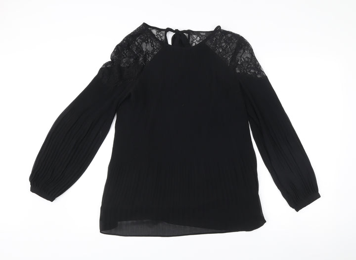 Next Women’s Black Lace Long Sleeve Tunic Blouse Size 14