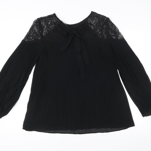 Next Women’s Black Lace Long Sleeve Tunic Blouse Size 14