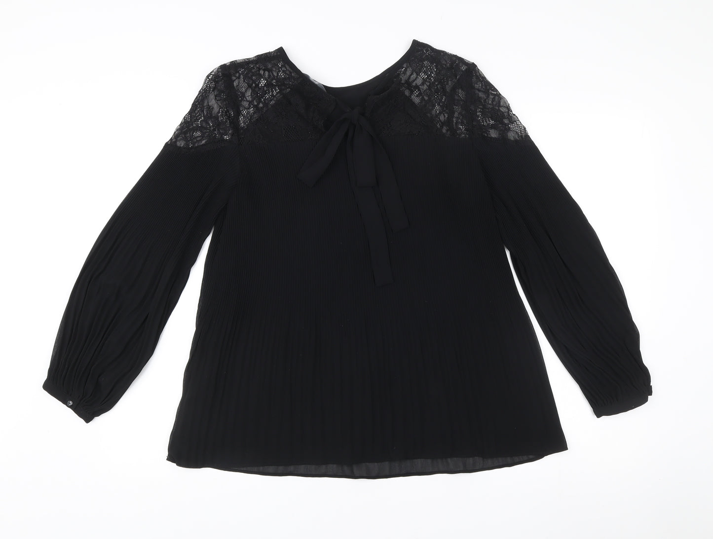 Next Women’s Black Lace Long Sleeve Tunic Blouse Size 14