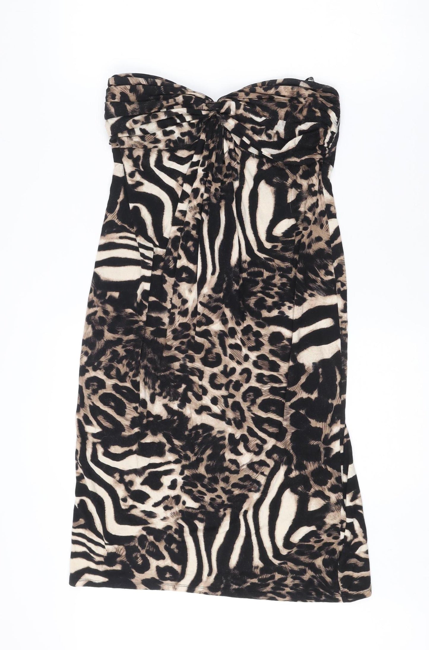 Star by Julien Macdonald Women's Multicoloured Animal Print Strapless Bodycon Dress Size 12