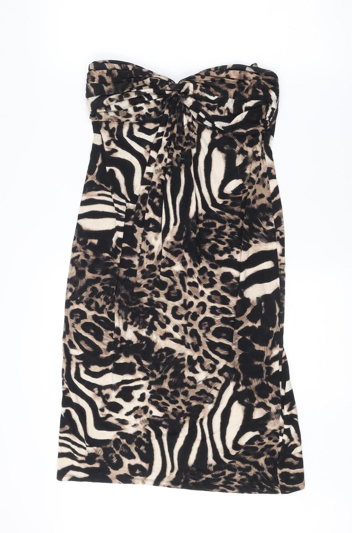 Star by Julien Macdonald Women's Multicoloured Animal Print Strapless Bodycon Dress Size 12