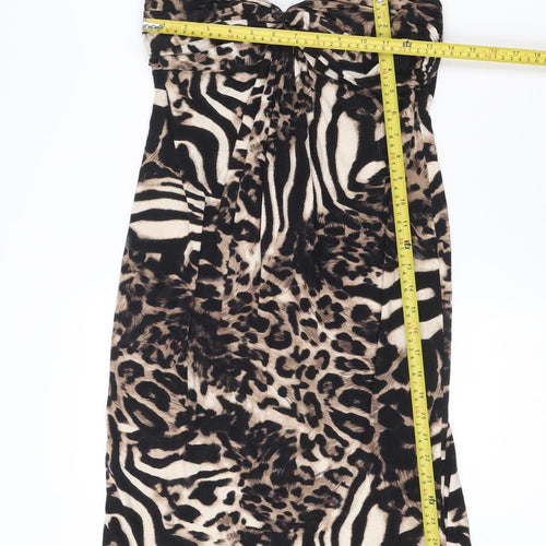 Star by Julien Macdonald Women's Multicoloured Animal Print Strapless Bodycon Dress Size 12