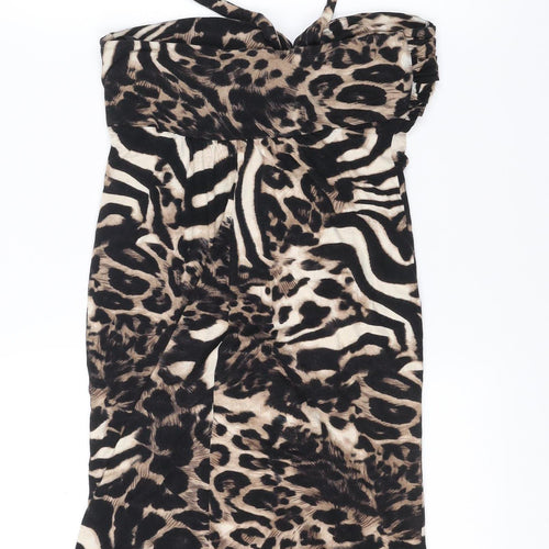 Star by Julien Macdonald Women's Multicoloured Animal Print Strapless Bodycon Dress Size 12