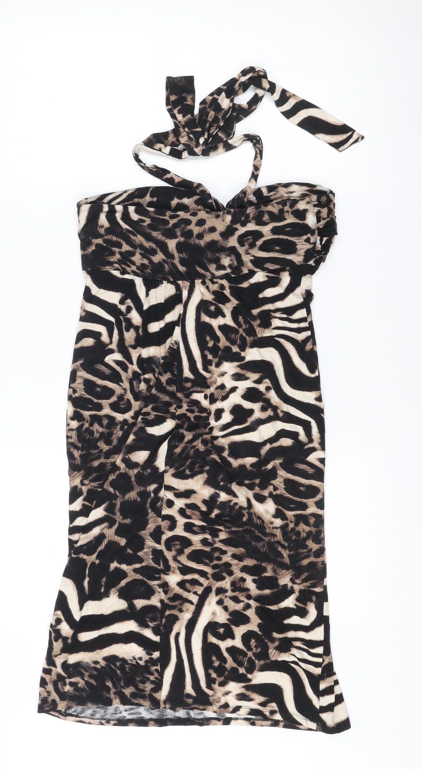Star by Julien Macdonald Women's Multicoloured Animal Print Strapless Bodycon Dress Size 12