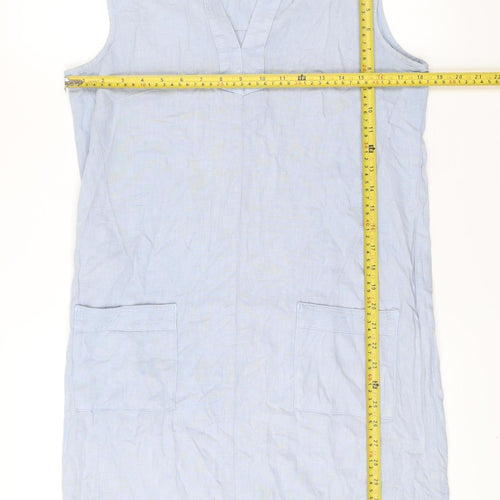 Next Women’s Blue Linen Viscose Shift Dress Size 8 Sleeveless