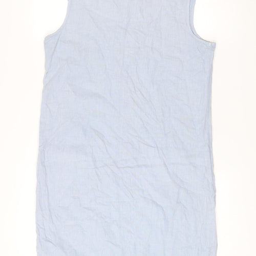 Next Women’s Blue Linen Viscose Shift Dress Size 8 Sleeveless