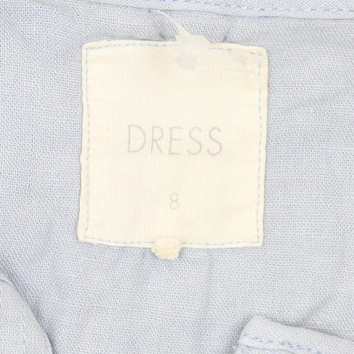 Next Women’s Blue Linen Viscose Shift Dress Size 8 Sleeveless
