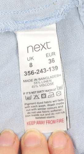 Next Women’s Blue Linen Viscose Shift Dress Size 8 Sleeveless
