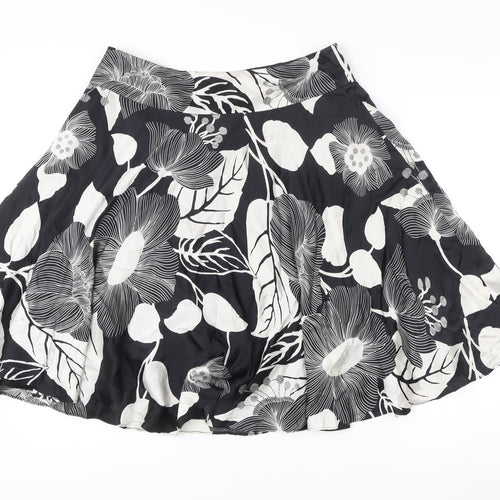Coast Womens Black Floral Silk A-Line Knee Length Skirt Size 12