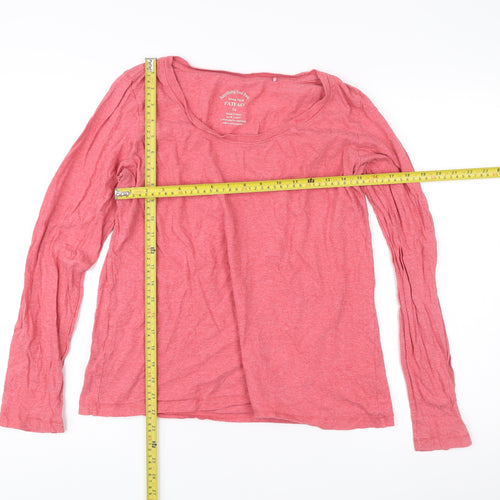 FatFace Women Pink Long Sleeve Cotton Scoop Neck T-Shirt L