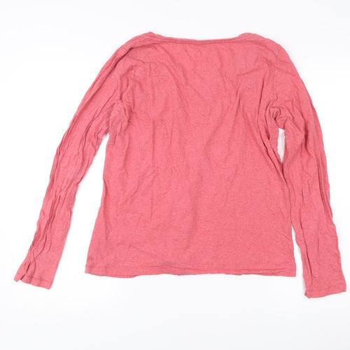 FatFace Women Pink Long Sleeve Cotton Scoop Neck T-Shirt L