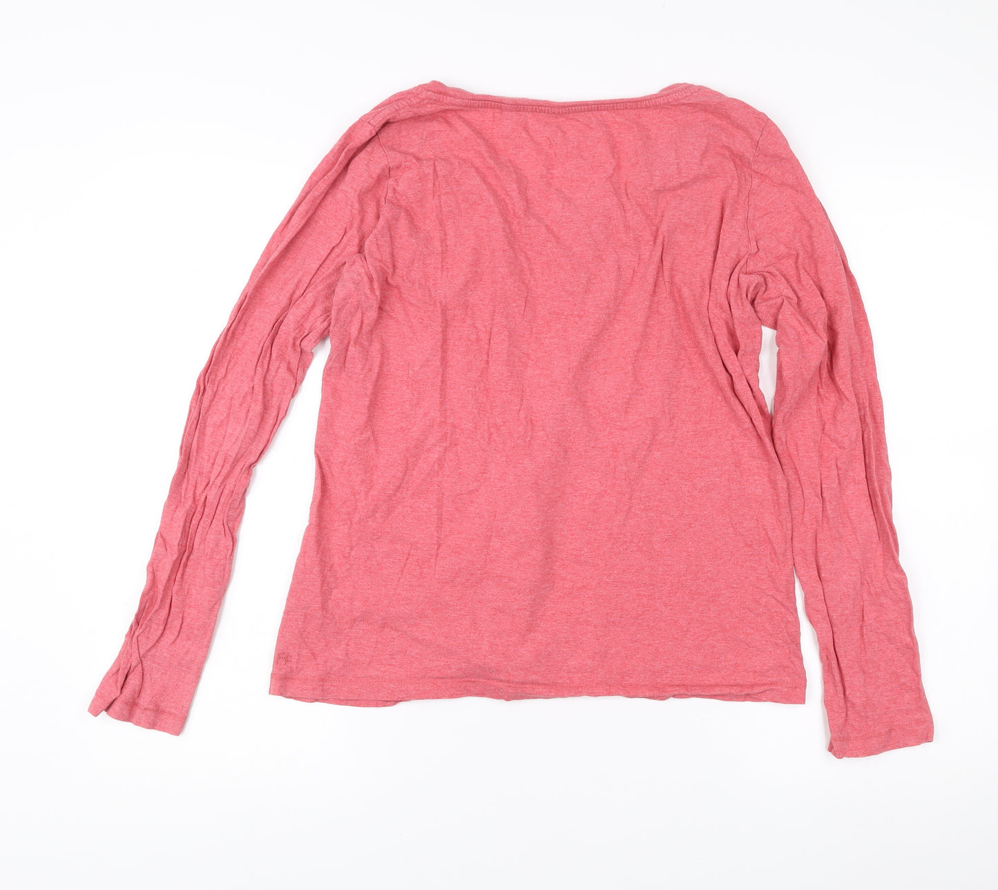 FatFace Women Pink Long Sleeve Cotton Scoop Neck T-Shirt L