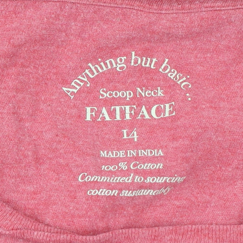 FatFace Women Pink Long Sleeve Cotton Scoop Neck T-Shirt L