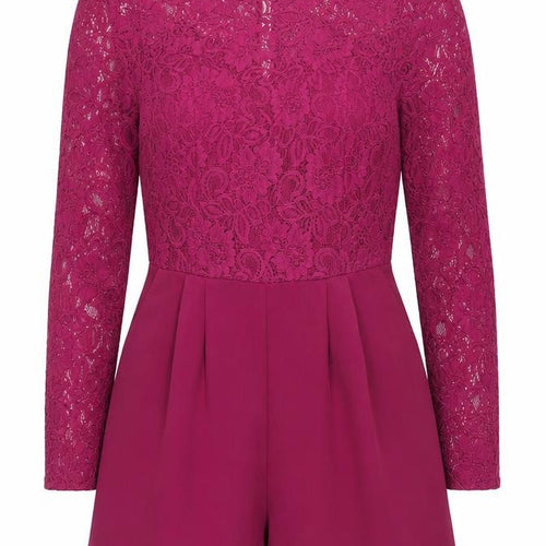 Oasis Women’s Purple Lace Long Sleeve Playsuit Size 14 Party Wear