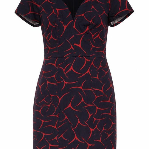 French Connection Women’s Black Red Bodycon Dress XS V-Neck Party