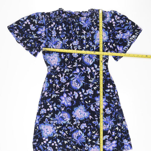 Next Womens Blue Floral Bodycon Short Dress Size 10