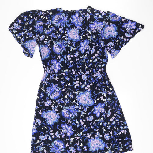 Next Womens Blue Floral Bodycon Short Dress Size 10