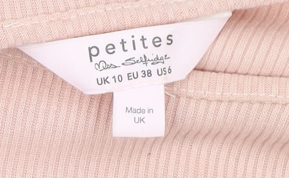 Miss Selfridge Petites Pink Bodycon Knee Length Ruffle Dress UK 10