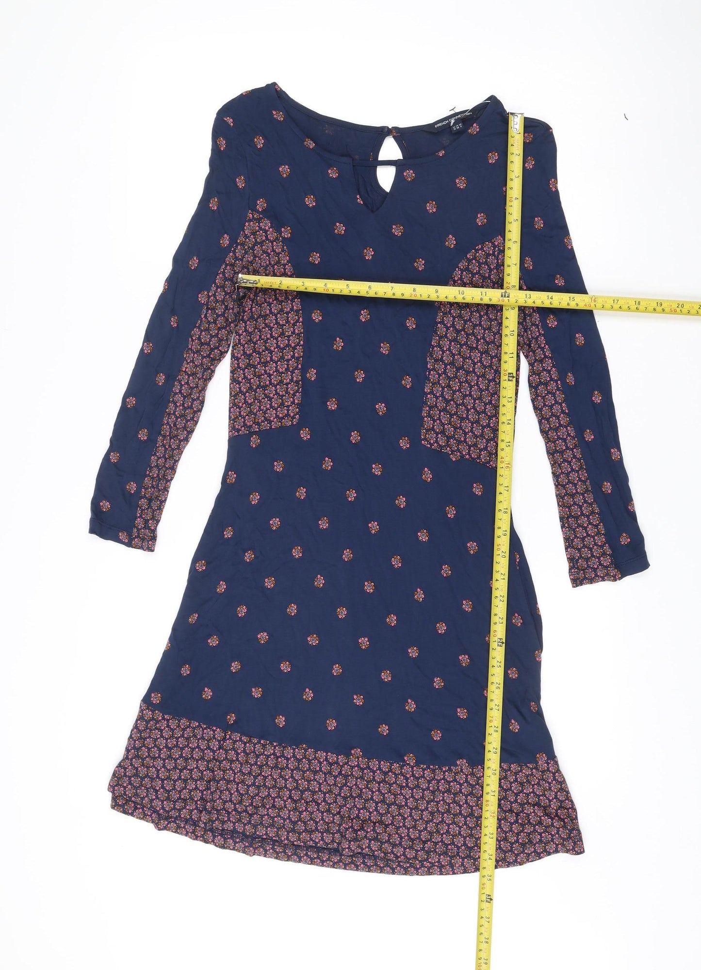 French Connection Women Blue Floral Shift Dress Size 10