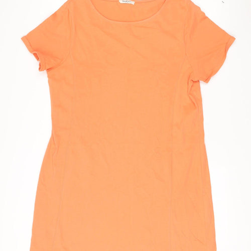 WoolOvers Womens Orange L Cotton T-Shirt Dress Casual Summer