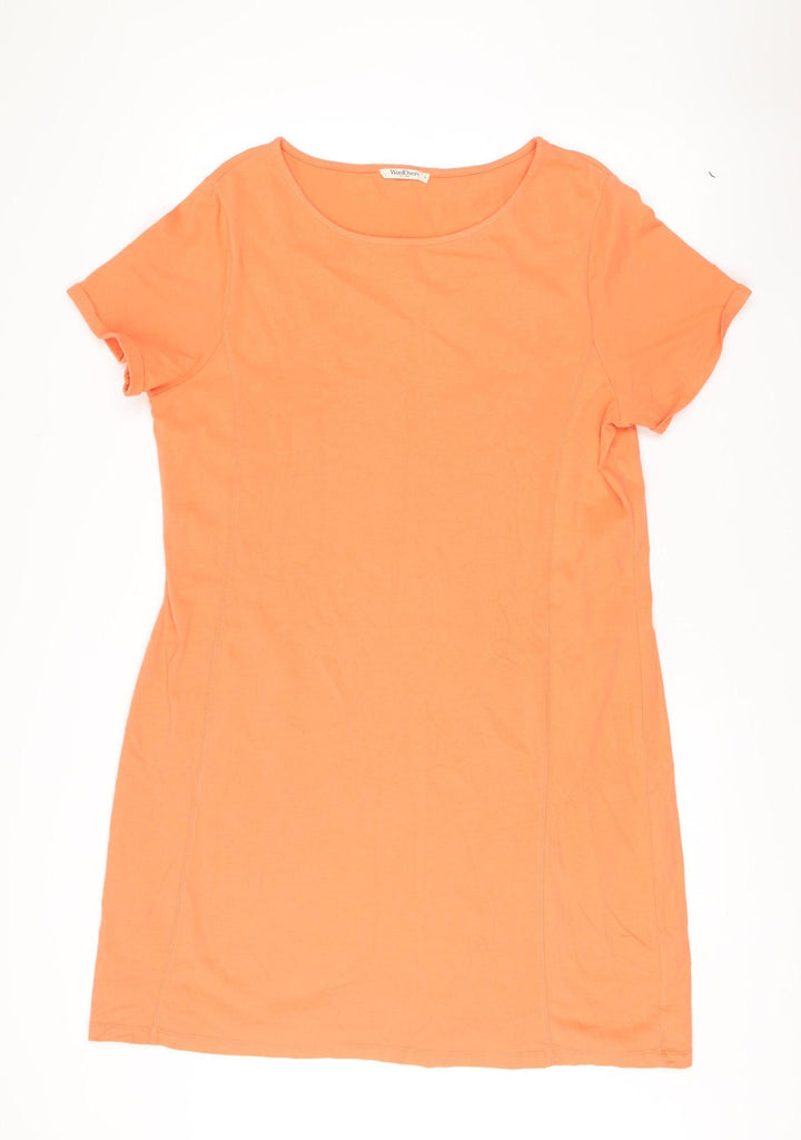 WoolOvers Womens Orange L Cotton T-Shirt Dress Casual Summer
