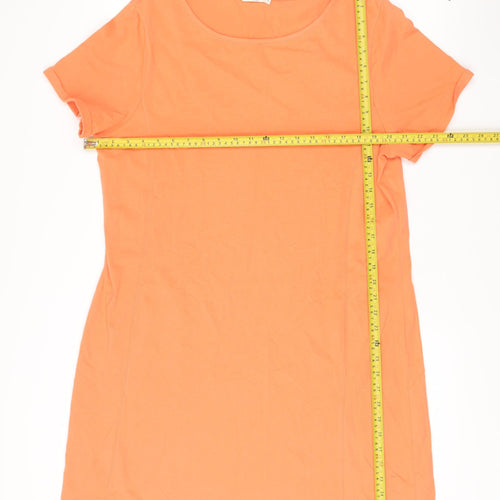 WoolOvers Womens Orange L Cotton T-Shirt Dress Casual Summer