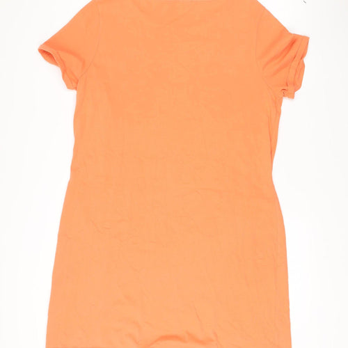 WoolOvers Womens Orange L Cotton T-Shirt Dress Casual Summer