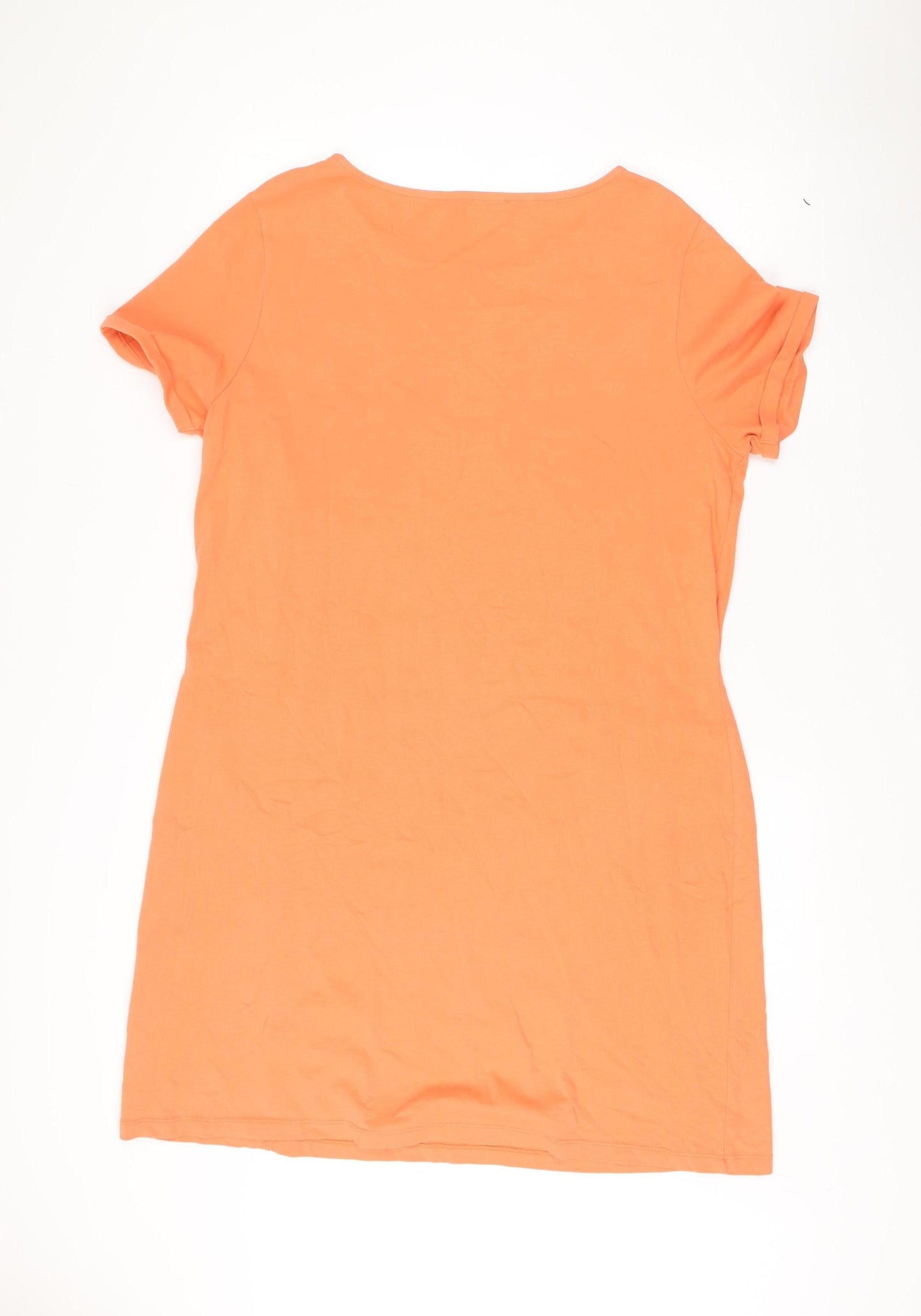WoolOvers Womens Orange L Cotton T-Shirt Dress Casual Summer