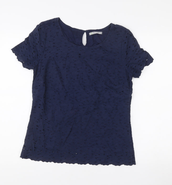 Marks and Spencer Womens Blue Size 8 Cotton Lace Blouse