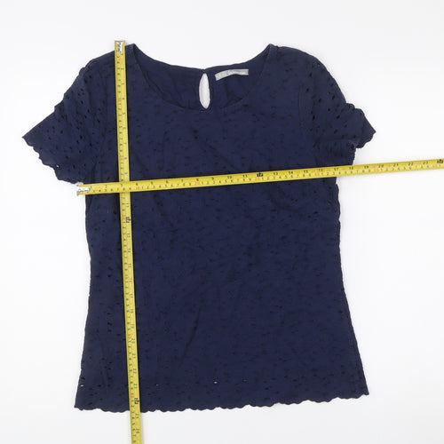 Marks and Spencer Womens Blue Size 8 Cotton Lace Blouse