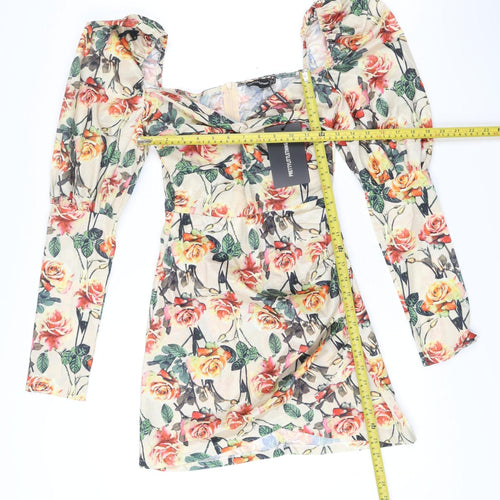 PrettyLittleThing Women’s Multicolour Floral Bodycon Mini Dress UK 6
