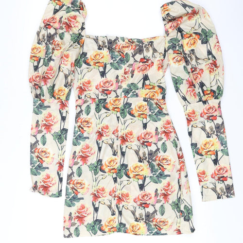 PrettyLittleThing Women’s Multicolour Floral Bodycon Mini Dress UK 6