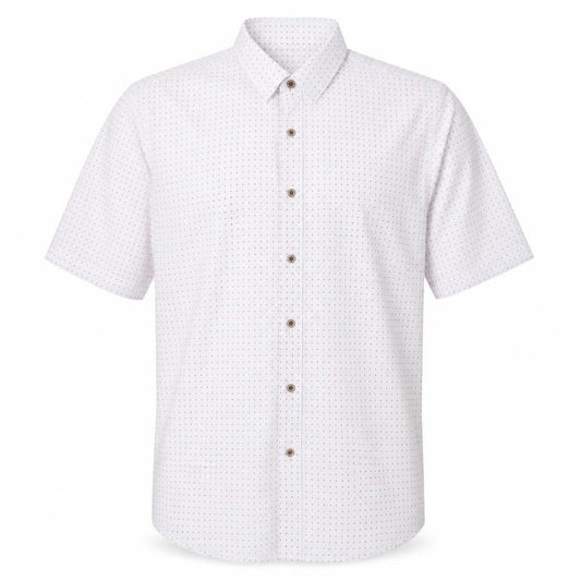 Weatherproof Vintage Men's White Geometric Short Sleeve Cotton Shirt M