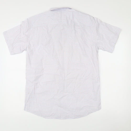 Weatherproof Vintage Men's White Geometric Short Sleeve Cotton Shirt M