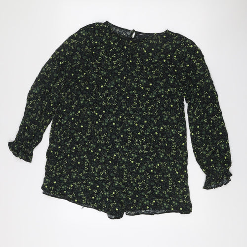 ASOS DESIGN Women’s Black Floral Shift Dress Size 8 Long Sleeve