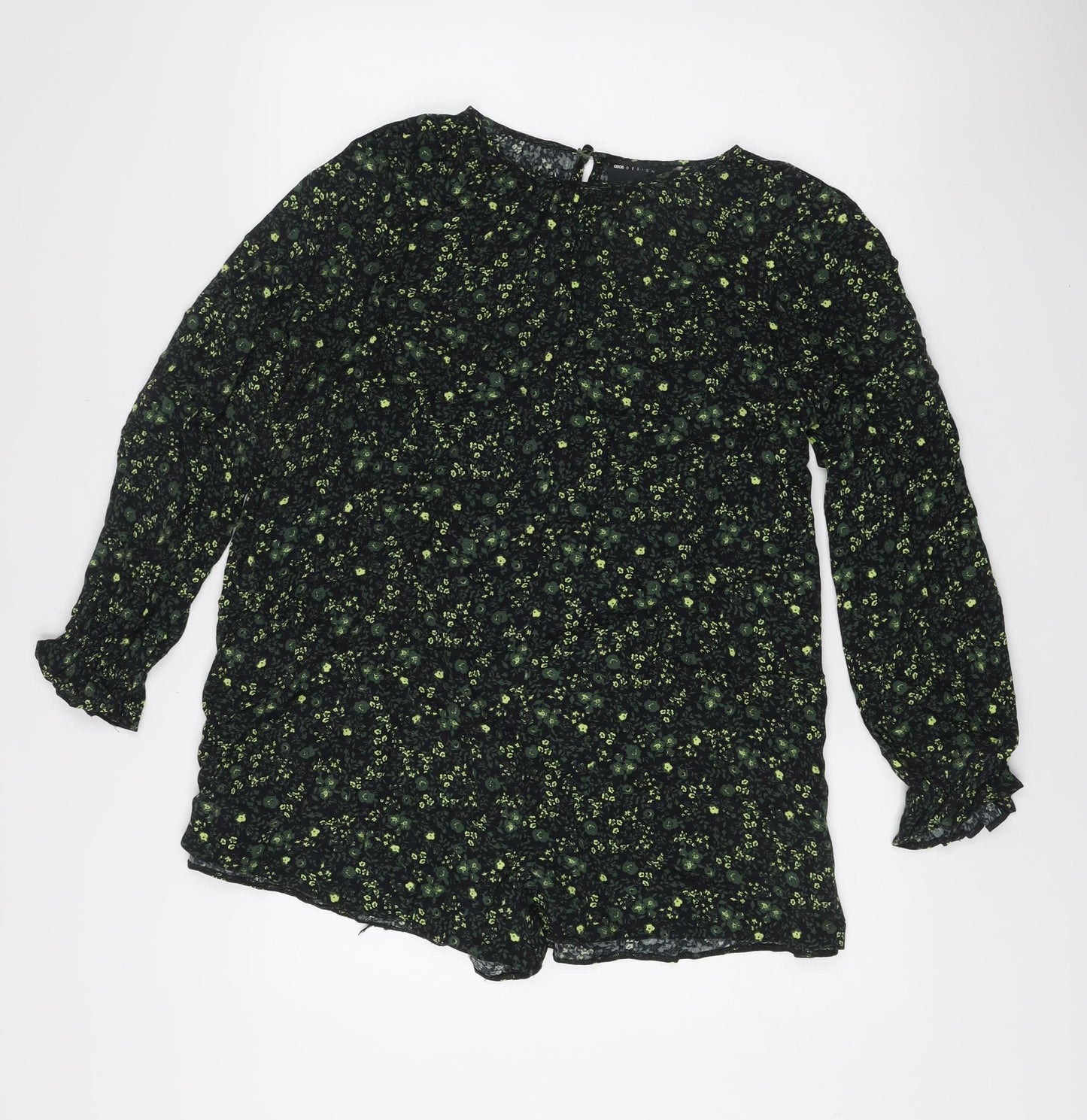 ASOS DESIGN Women’s Black Floral Shift Dress Size 8 Long Sleeve