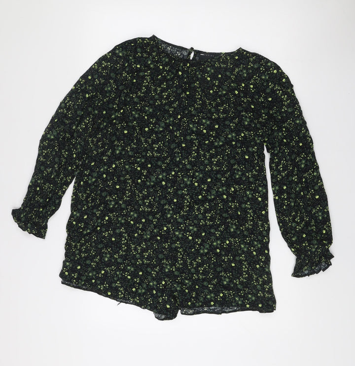 ASOS DESIGN Women’s Black Floral Shift Dress Size 8 Long Sleeve