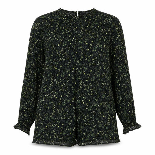 Front view of ASOS DESIGN Women’s Black Floral Shift Dress, size UK 8, Long Sleeve