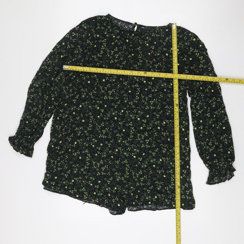 ASOS DESIGN Women’s Black Floral Shift Dress Size 8 Long Sleeve