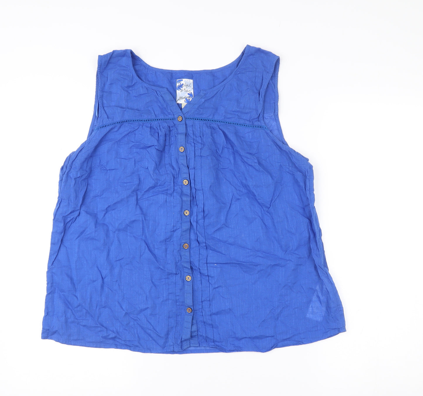 Mantaray Women’s Blue Cotton Sleeveless Button-Up Top Size 16