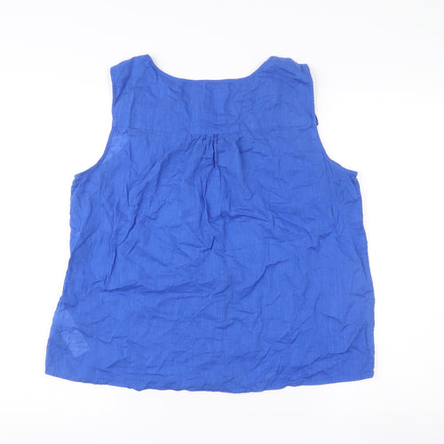 Mantaray Women’s Blue Cotton Sleeveless Button-Up Top Size 16