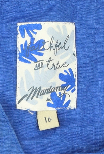 Mantaray Women’s Blue Cotton Sleeveless Button-Up Top Size 16