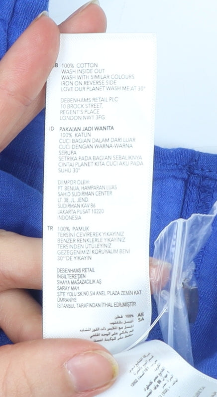 Mantaray Women’s Blue Cotton Sleeveless Button-Up Top Size 16