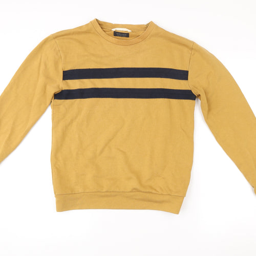Zara Man Brown Striped Crew Neck Sweatshirt Men’s S Regular Fit