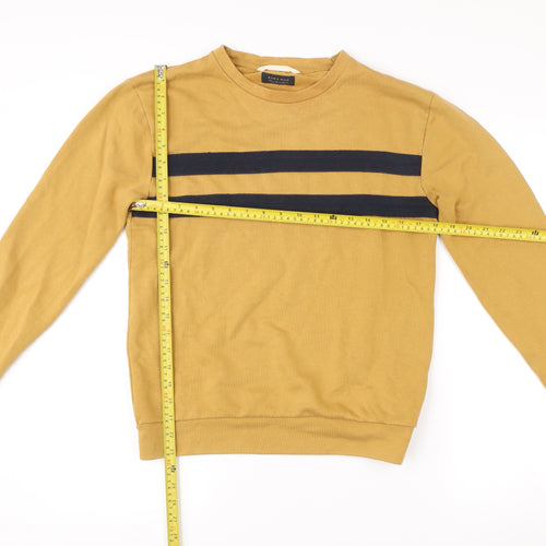 Zara Man Brown Striped Crew Neck Sweatshirt Men’s S Regular Fit