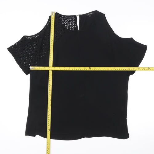 River Island Womens Black Cold Shoulder Lace Blouse Size 8