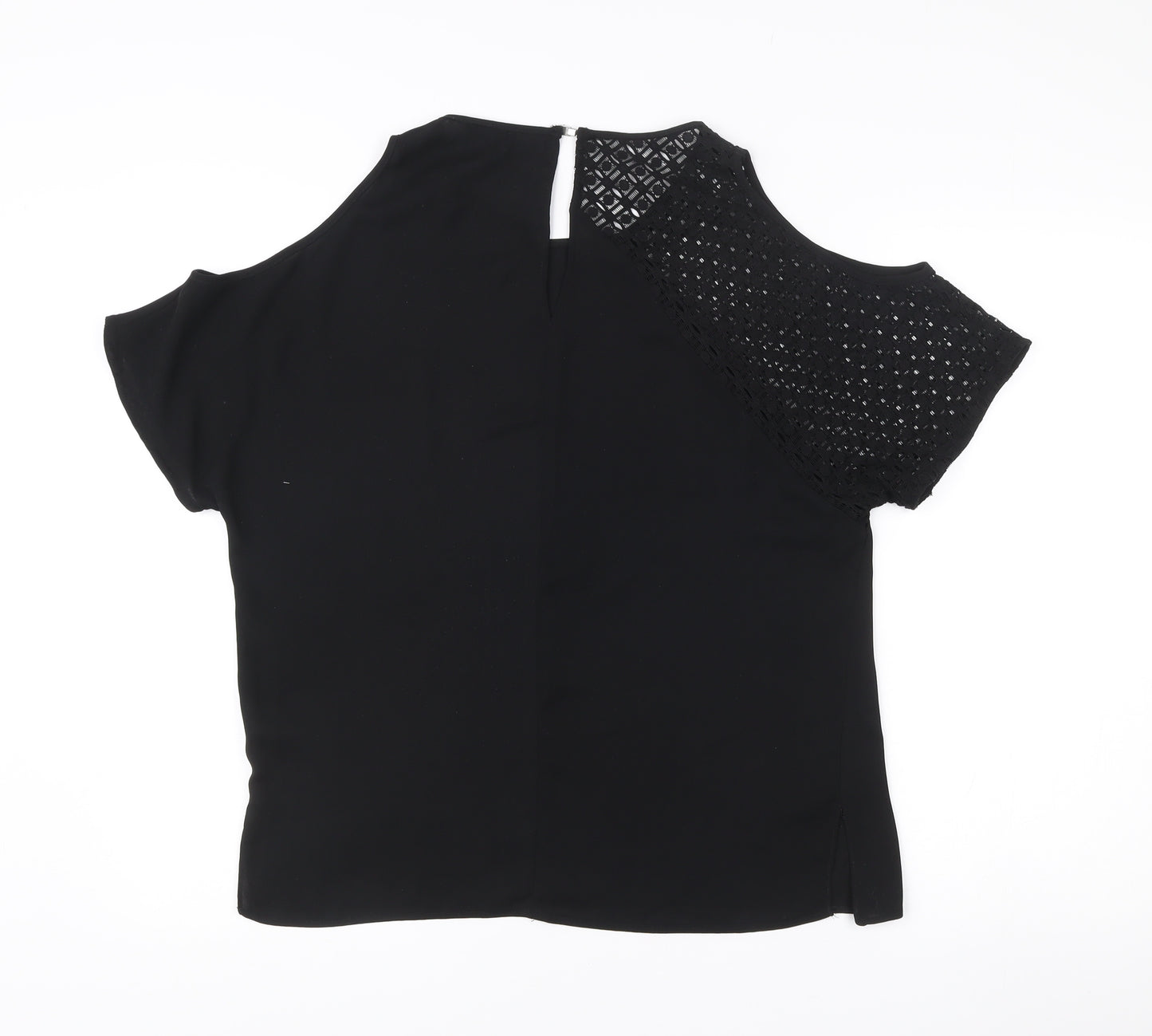 River Island Womens Black Cold Shoulder Lace Blouse Size 8