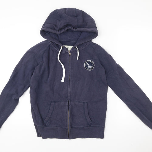 SoulCal & Co Womens Navy Blue Full Zip Hoodie Size 8 Cotton Blend