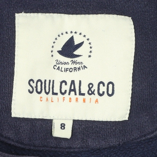 SoulCal & Co Womens Navy Blue Full Zip Hoodie Size 8 Cotton Blend